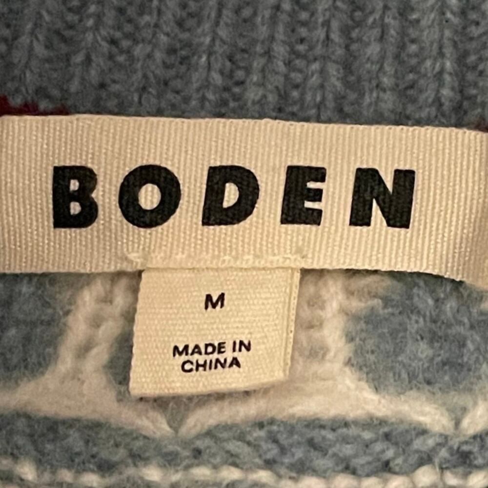 Boden Blue Marion WMNS RWS Certified Merino Wool Sweater SZ M Fair Isle - Picture 3 of 12